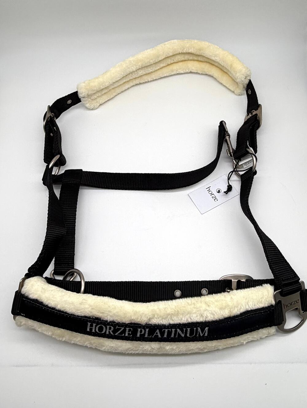 Horze Platinum Howard Horse Halter Full Black Fleece Padded Adjustable New